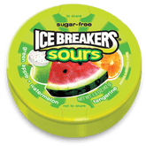 Ice Breakers By Hershey's Sugar Free Mints Sour Original Green Apple Watermelon Tangerine Each Unit 1.5 oz 8 Units Per Box Sweet Browse at UsaCandyWholesale.Com